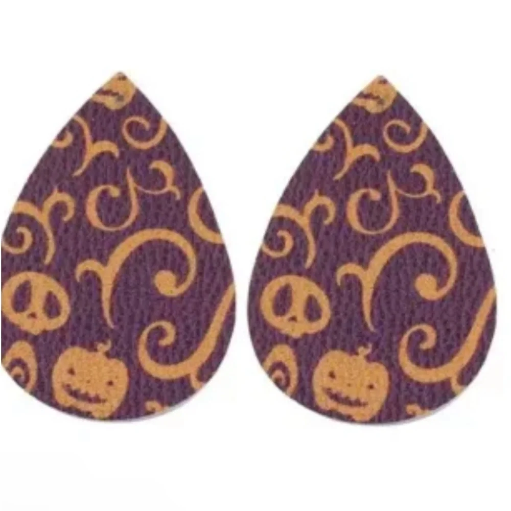 Halloween Pumpkin Teardrop Earrings